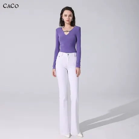 白色微喇牛仔裤女2024春款修身显瘦中高腰时尚宽松喇叭裤断码特惠商品大图