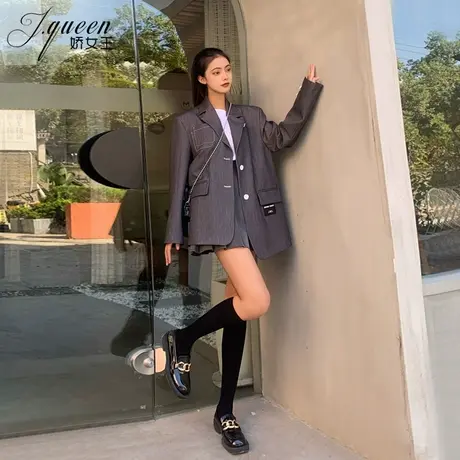 西装外套女秋季洋气宽松显瘦小众设计感时尚英伦学院风休闲小西服图片