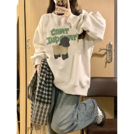 美式复古hiphop潮牌卫衣女春秋薄款宽松oversize慵懒风小个子外套商品大图