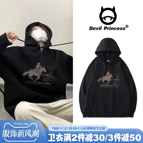 2024新款秋冬街头风宽松连帽卫衣女oversize韩版ins美式潮牌上衣商品大图