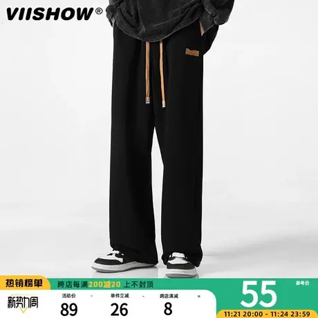 VIISHOW裤子男款薄款男休闲裤宽松直筒运动裤潮牌男生卫裤长裤商品大图