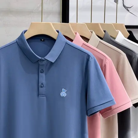 冰丝棉短袖t恤男夏季POLO衫情侣小熊刺绣潮牌2023新款半袖男上衣商品大图