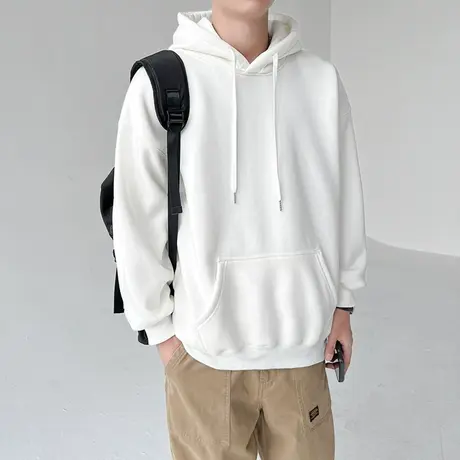 美式连帽卫衣男春秋季2023新款潮牌宽松休闲oversize重磅灰色外套商品大图