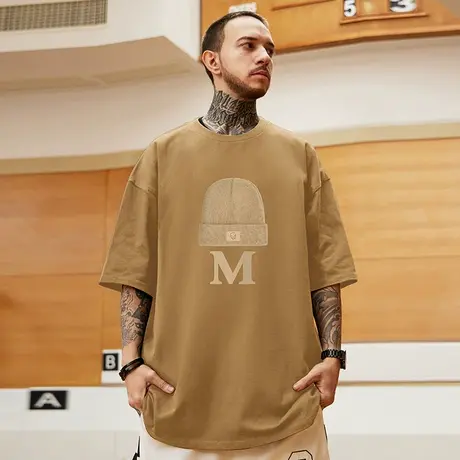 大码男装潮牌夏季新款美式复古情侣t恤加肥加大胖子遮肉短袖半袖商品大图