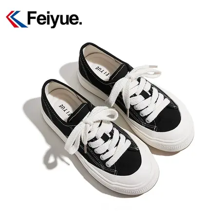 飞跃百搭厚底休闲鞋2025春季新款低帮学生帆布鞋舒适透气简约板鞋图片