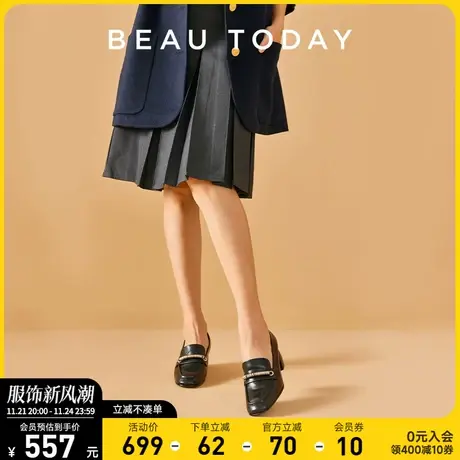 BeauToday高跟鞋女2024新款BT小皮鞋女款夏季真皮法式黑色高跟鞋图片
