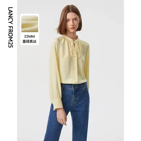 朗姿真丝法式高级感气质衬衣女冬季新款小众别致设计感衬衫图片