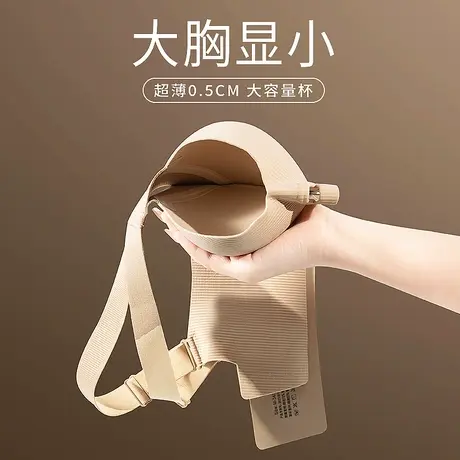 无痕内衣女大胸显小无钢圈全罩杯上托防下垂收副乳大码文胸罩薄款商品大图