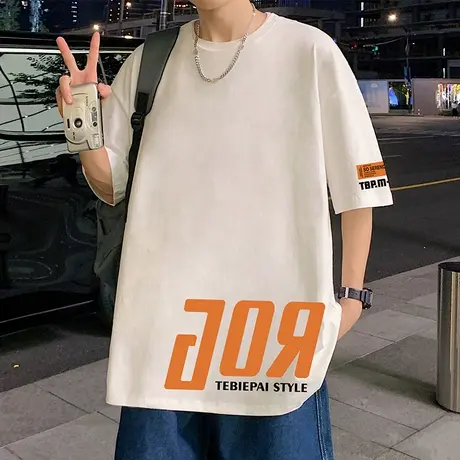 2024夏季新款重磅纯棉短袖t恤男潮流美式复古休闲半袖ins体恤上衣商品大图