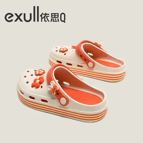 依思Q洞洞鞋女款夏季厚底外穿2023新款踩屎感包头防滑平跟凉鞋女商品大图