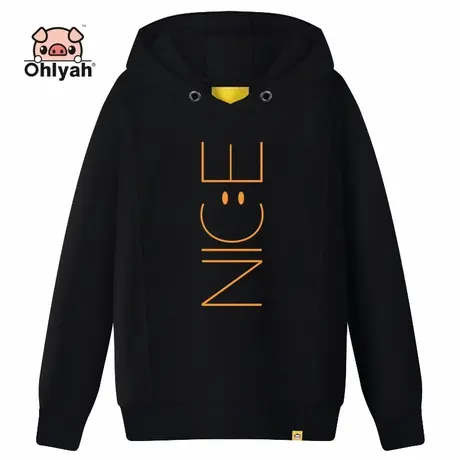 Ohlyah秋冬套头长袖连帽衫上衣休闲针织运动情侣笑脸卫衣男女上衣商品大图