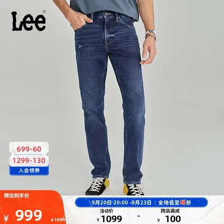 Lee商场同款23秋冬新品723修身直脚中蓝色男牛仔裤复古LMB1007233商品大图