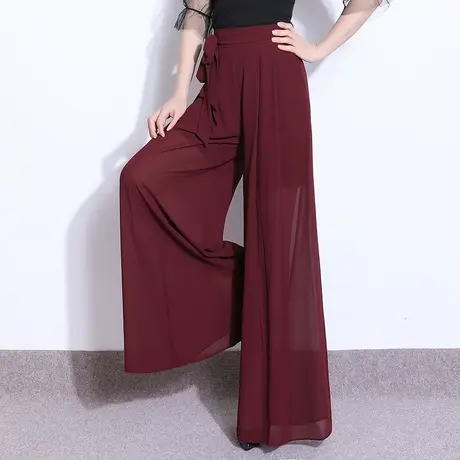 拖地雪纺裙裤阔腿裤女夏季2023新款高腰宽松大脚裤裙休闲裤长裤薄商品大图