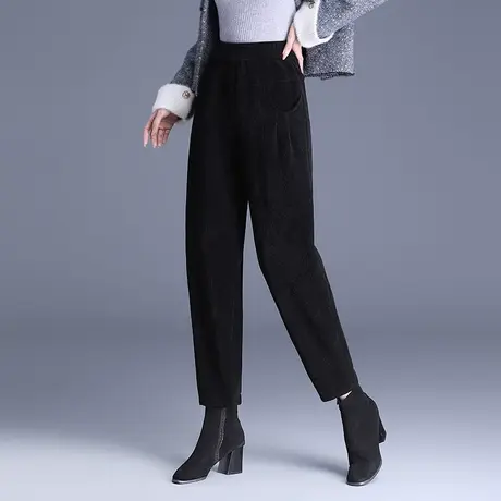 雪尼尔加绒哈伦裤女冬季2023新款高腰宽松大码加厚休闲裤萝卜裤子商品大图