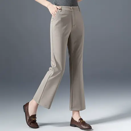高腰西装微喇裤女小个子裤子2023新款休闲裤窄版直筒喇叭裤九分裤商品大图