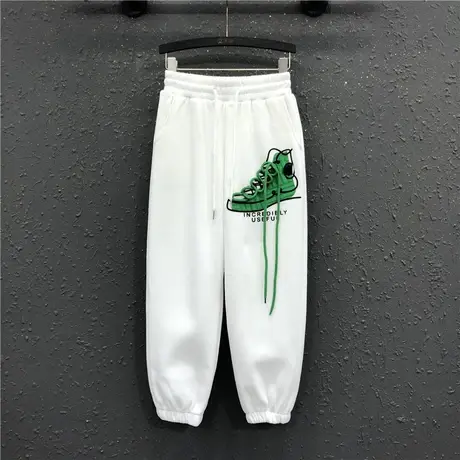 潮流洋气外穿休闲卫裤女秋季新款港味高腰显瘦减龄个性图案运动裤商品大图