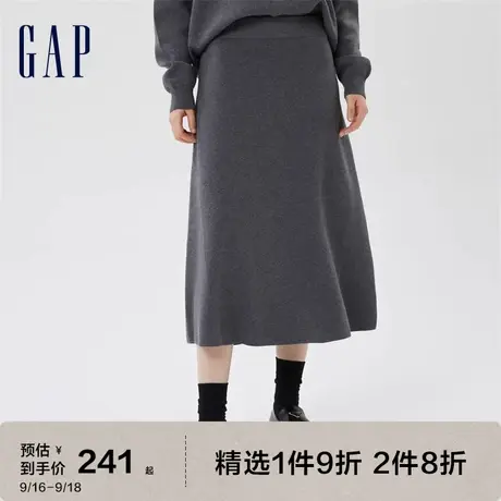 Gap女装秋季气质纯色针织半身裙A字裙883688针织中长裙图片