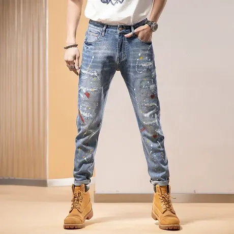 Modi Nick/摩帝尼克韩版潮流休闲弹力长裤男牛仔裤男士潮牌百搭商品大图