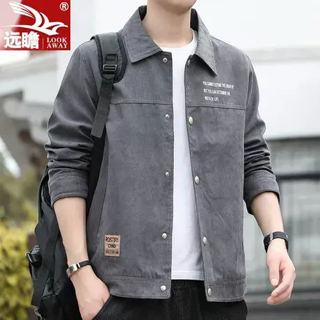 秋季夹克男士2023新款潮流百搭休闲工装上衣服春秋衬衫领外套男款商品大图