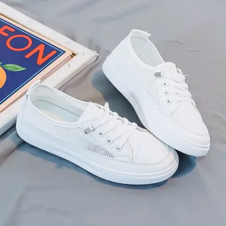 镂空小白鞋女2021夏季薄款百搭韩版学生休闲小众设计感平底板鞋潮商品大图