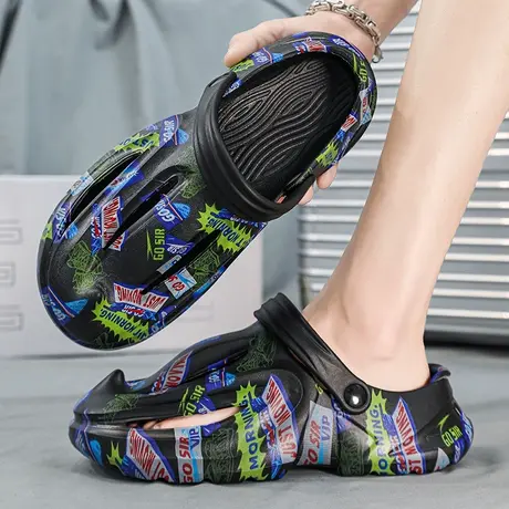 雨鞋 男款新品夏季透气胶鞋时尚潮流厚底厨房防滑鞋男沙滩防水鞋商品大图