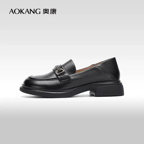 【门店发货】奥康女鞋 2024春季新款简约百搭乐福鞋浅口小皮鞋图片