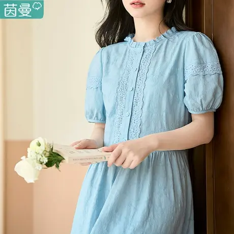 茵曼官方旗舰店官网连衣裙女夏2023新款收腰显瘦休闲长裙纯棉裙子商品大图
