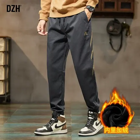 男士加绒运动裤冬季加厚束脚裤哈伦裤大码休闲裤秋冬款裤子男潮牌商品大图