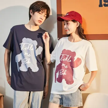 唐狮夏季短袖T恤情侣装夏装男女玩具总动员草莓熊卡通短袖T恤半袖商品大图