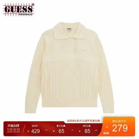 GUESSOriginals 女士纯色运动休闲套头翻领毛针织衫商品大图