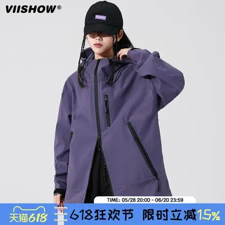 VIISHOW2024新款冲锋风衣外套简约百搭户外运动防风防水连帽上衣商品大图