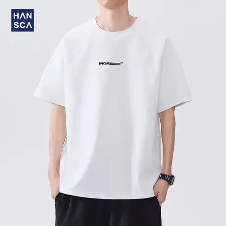 hansca 40支高舒棉刺绣短袖T恤男2025夏季新款230g重磅插肩袖上衣商品大图