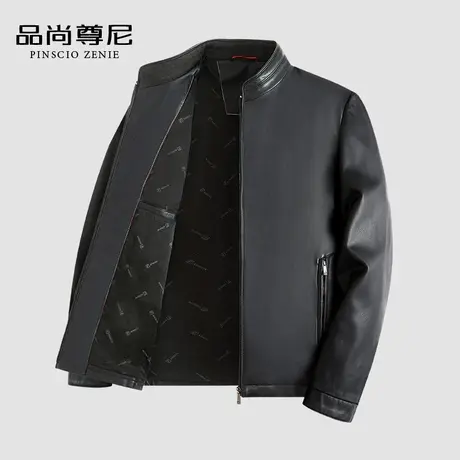 男士外套春秋款黑色防风易打理商务通勤立领高级感PU皮夹克爸爸装商品大图