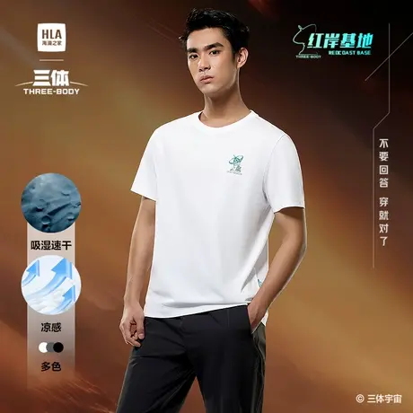 HLA/海澜之家运动三体·红岸基地凉感速干25夏季新款短袖t恤男士商品大图