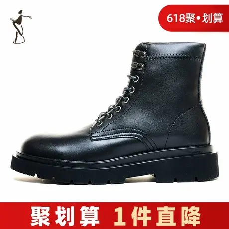 才子男鞋高帮马丁靴男2024新款厚底增高时尚潮流英伦风休闲靴子潮商品大图