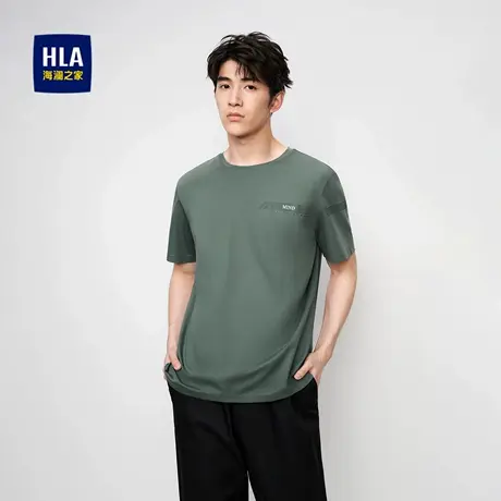 【奥莱】HLA/海澜之家双面提花短袖T恤高周波印花圆领短t男商品大图