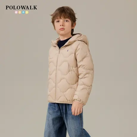 POLOWALK童装男童羽绒服25秋冬新品长袖保暖短款连帽上衣百搭外套商品大图