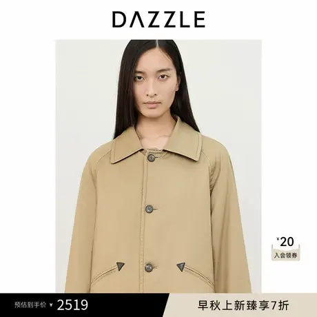【转仓】DAZZLE地素奥莱毛呢外套冬季双面穿千鸟格花呢长大衣商品大图