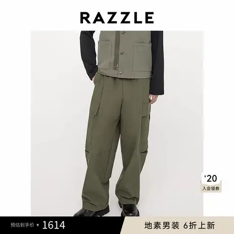 RAZZLE 地素男装深绿色2025春季工装长裤商品大图