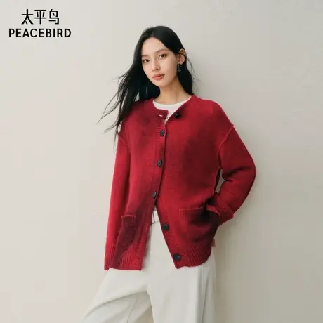 【商场同款】太平鸟25冬季新款羊驼毛混纺宽松针织开衫A3EDF4167商品大图
