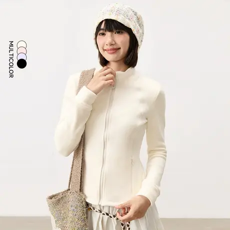 回力摇粒绒卫衣女2025秋冬季新款立领修身内胆加绒冲锋衣内搭外套商品大图
