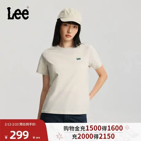 Lee商场同款26年春夏新品标准版圆领刺绣Logo轻薄女短袖T恤休闲图片