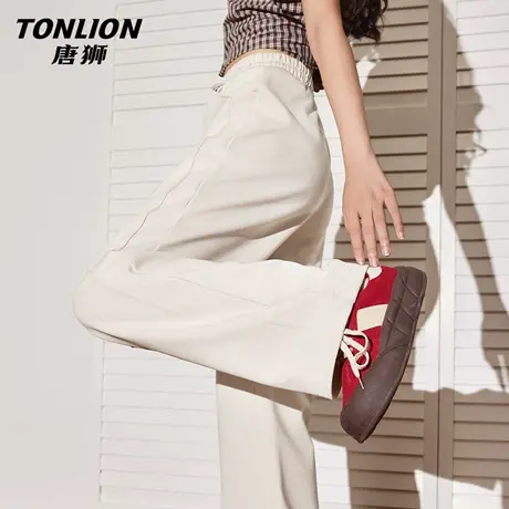 唐狮官方拼接卫裤女2026新款春季美式宽松直筒阔腿裤显瘦休闲裤VC图片