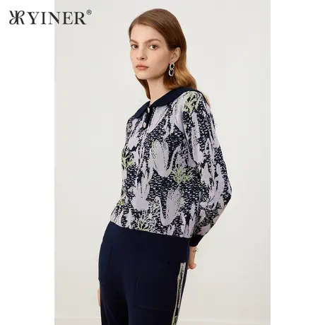 YINER音儿女装2021冬季新款时尚名媛羊毛毛针织衫商品大图
