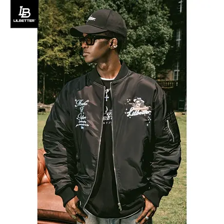 Lilbetter棉袄男刺绣冬季外套高级感复古棉衣美式飞行员夹克棉服商品大图