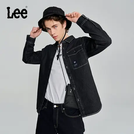LeeXLINE23秋冬新品标准版黑色男长袖牛仔衬衫LMT007084100-614图片