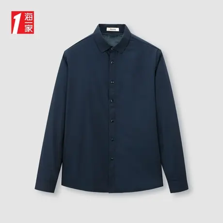 海一家质感提花长衬2023冬季新款简约爸爸装中年男士长袖保暖衬衫商品大图