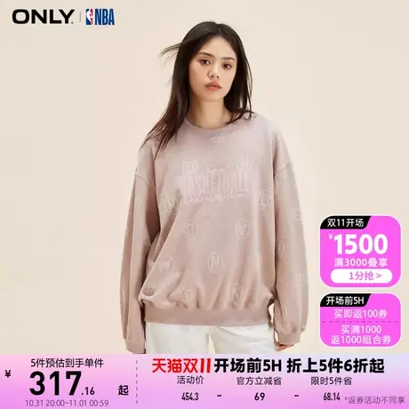 【买5免1】【上新】ONLY奥莱NBA联名款字母刺绣宽松卫衣女商品大图