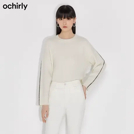 【百亿补贴官方直播】欧时力 慵懒风羊毛毛衣 冬宽松撞边时尚商品大图