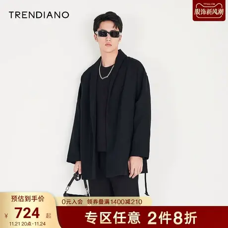 TRENDIANO官方男装冬季新款羊毛毛呢大衣外套男图片